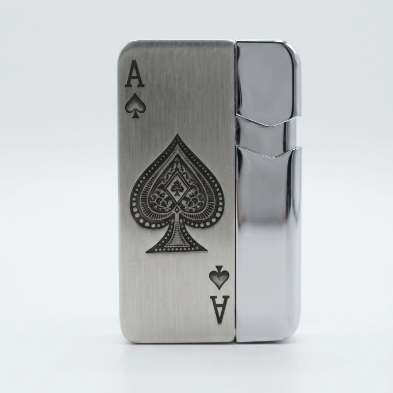 Silver Ace of Spades Design Gas Lighter