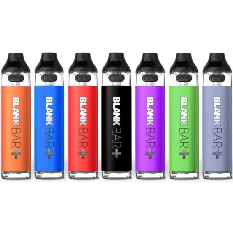 Purple BLANK BAR+ refillable pod vape device with black mouthpiece and clear pod section
