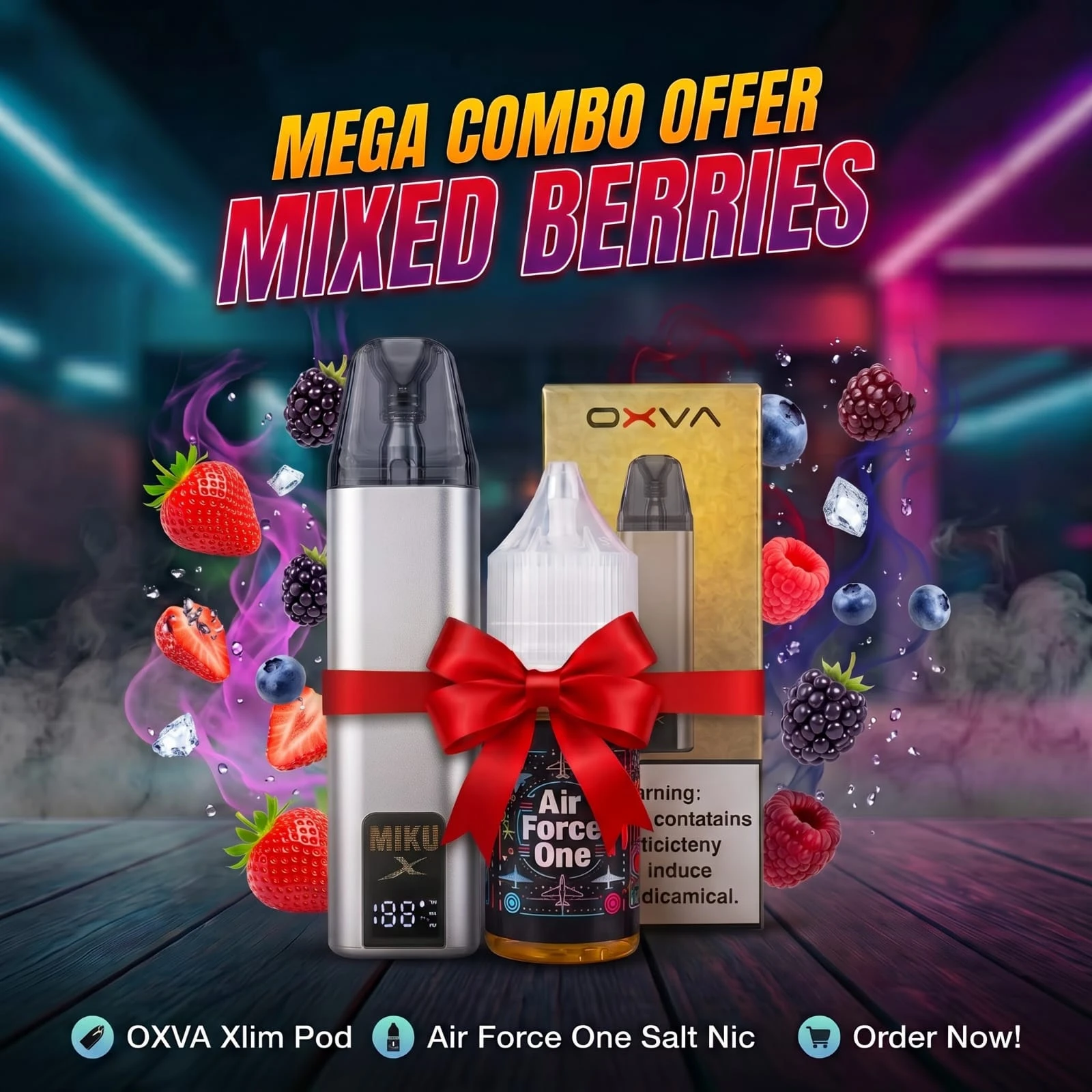 OXVA Xlim Pod & Air Force One Mixed Berries Salt Nic Mega Combo Offer - vap pod devise Price in Bangladesh - Likzomart