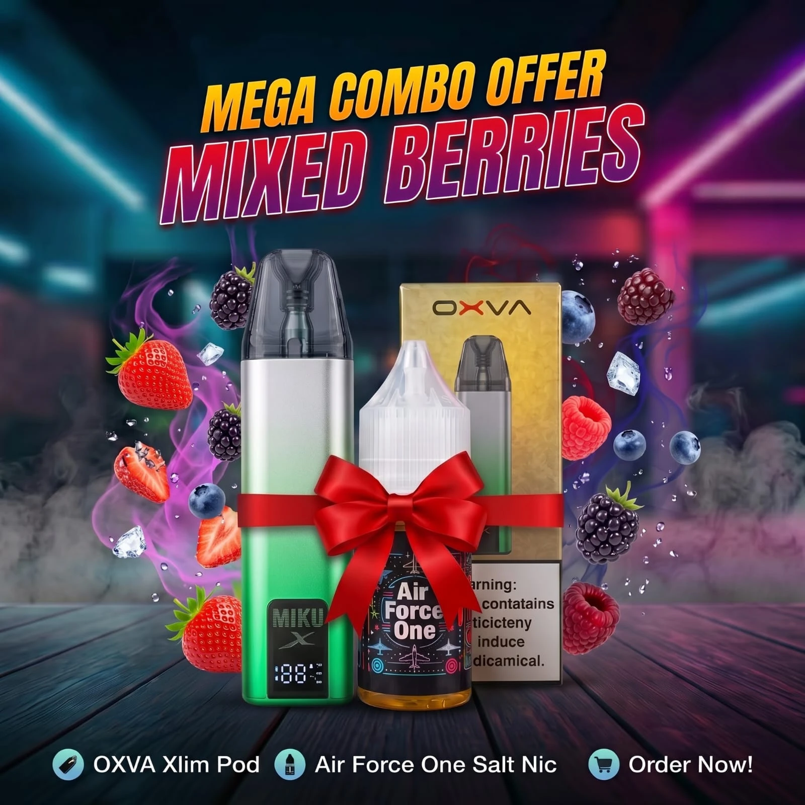 OXVA Xlim Pod & Air Force One Mixed Berries Salt Nic Mega Combo Offer - vap pod devise Price in Bangladesh - Likzomart