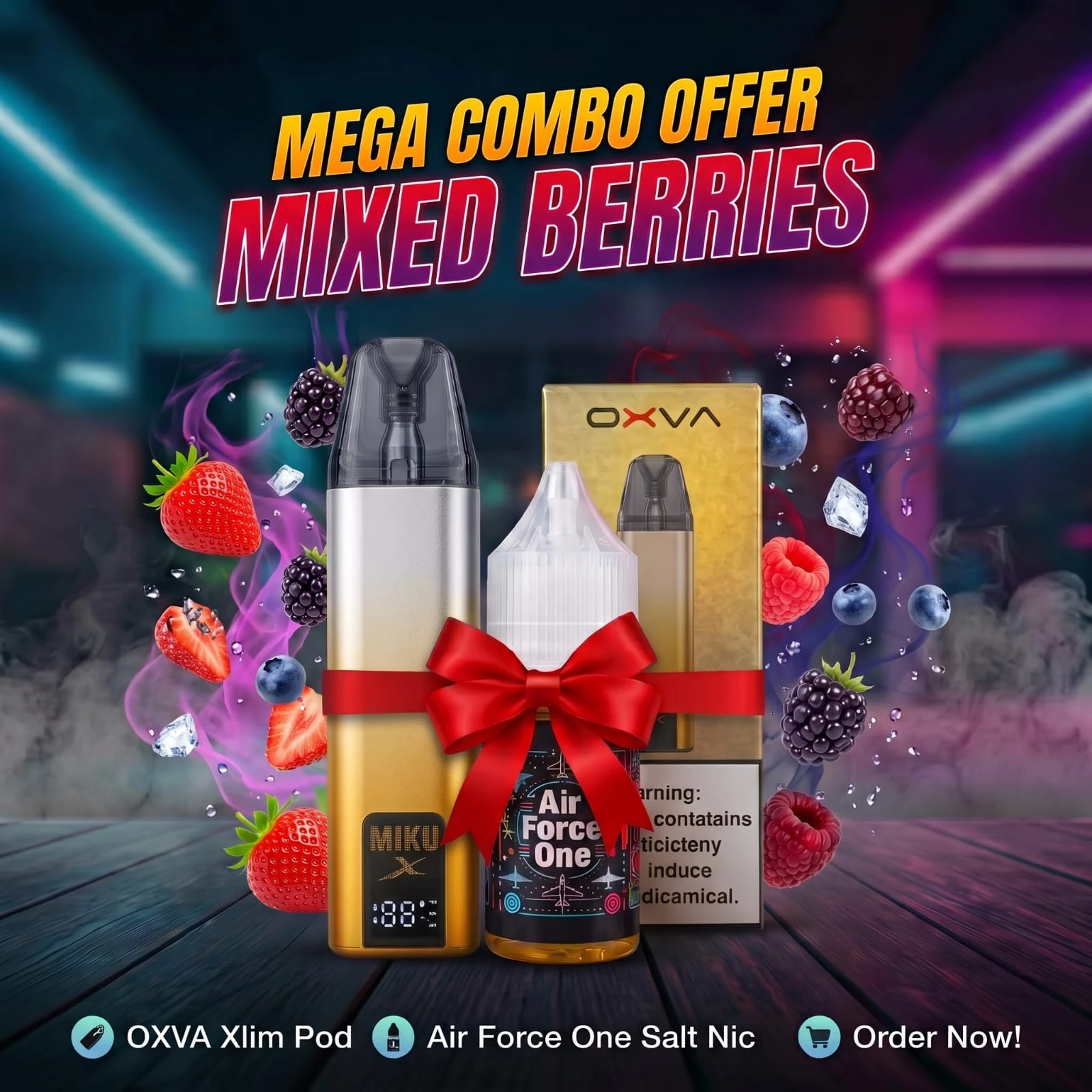 OXVA Xlim Pod & Air Force One Mixed Berries Salt Nic Mega Combo Offer - vap pod devise Price in Bangladesh - Likzomart