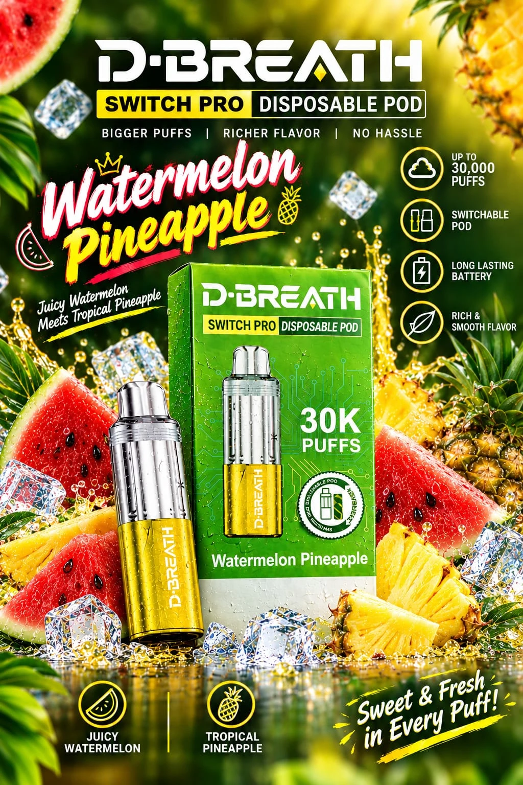 D-BREATH SWITCH PRO Disposable Pod Device - 30000 Puffs - Disposal pups Price in Bangladesh - Likzomart