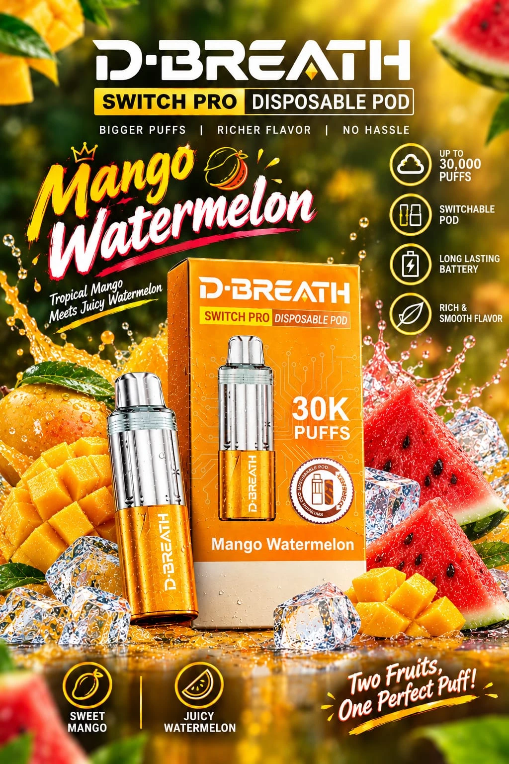 D-BREATH SWITCH PRO Disposable Pod Device - 30000 Puffs - Disposal pups Price in Bangladesh - Likzomart