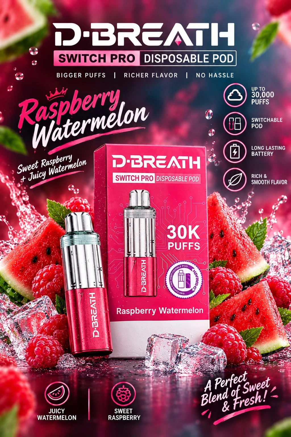 D-BREATH SWITCH PRO Disposable Pod Device - 30000 Puffs - Disposal pups Price in Bangladesh - Likzomart