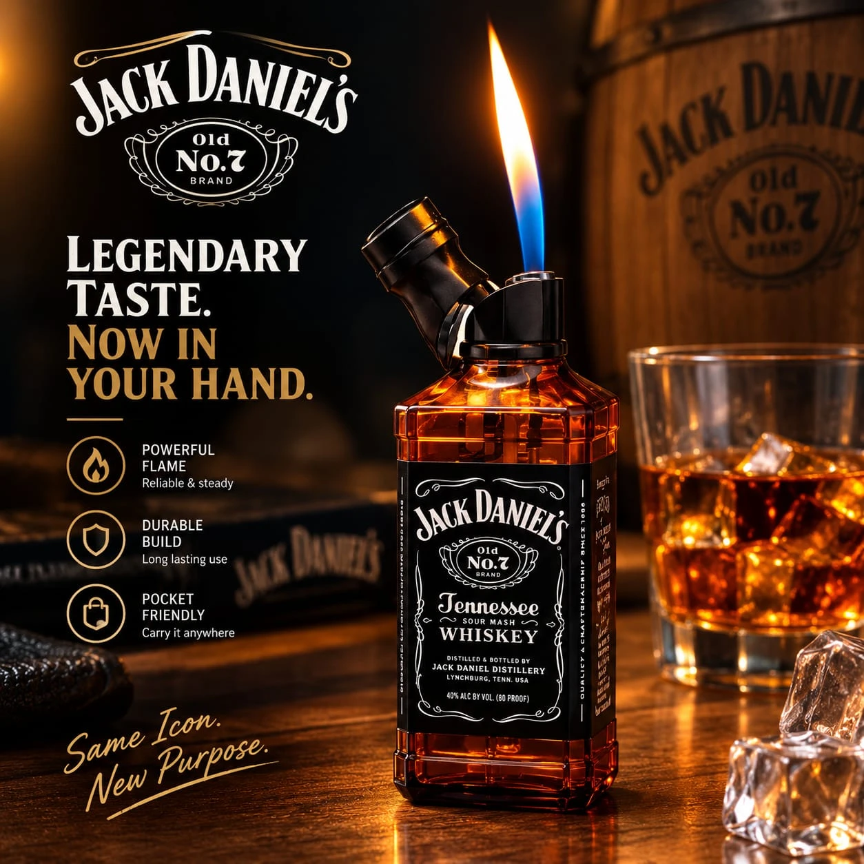 Jack Daniel's Bottle Shaped Gas Lighter - Portable Refillable Flame Lighter - Gas lighter Price in Bangladesh - Likzomart