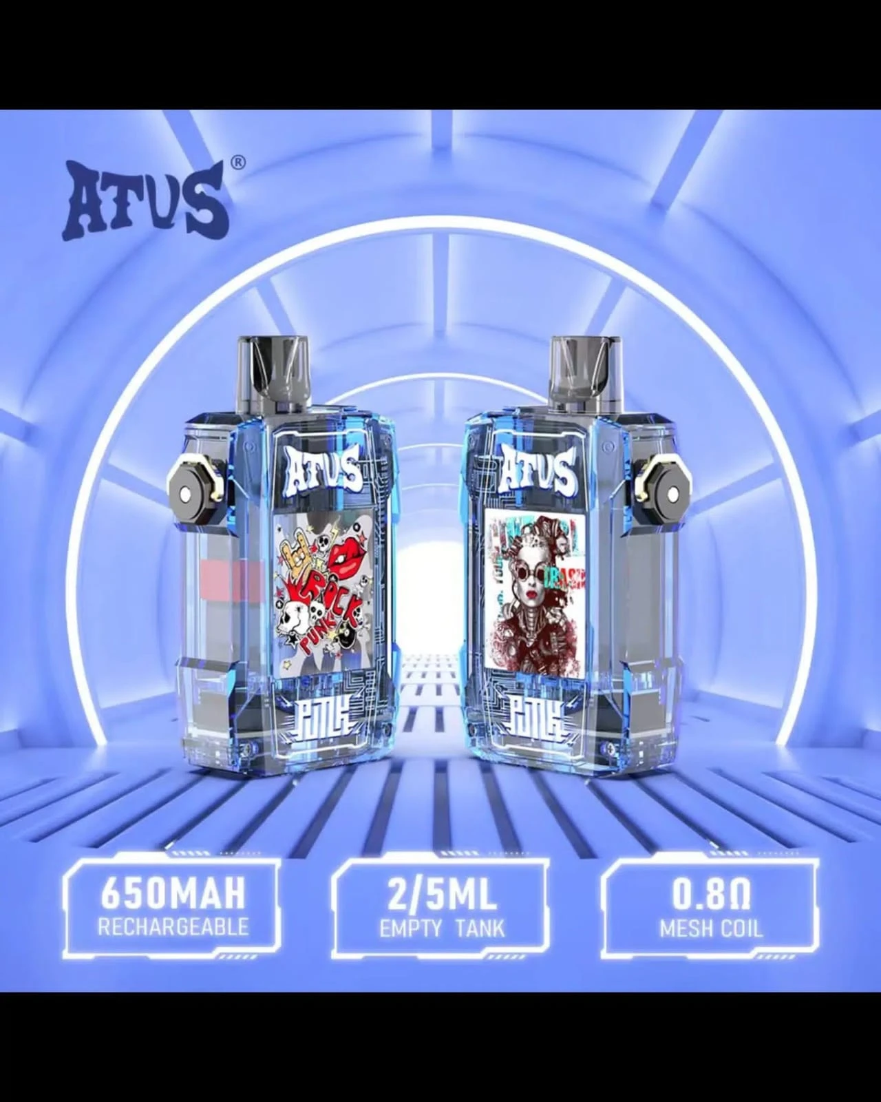 ATUS 650mAh Pod System Kit - Mesh Coil & Transparent Cyberpunk Design. - vap pod devise Price in Bangladesh - Likzomart