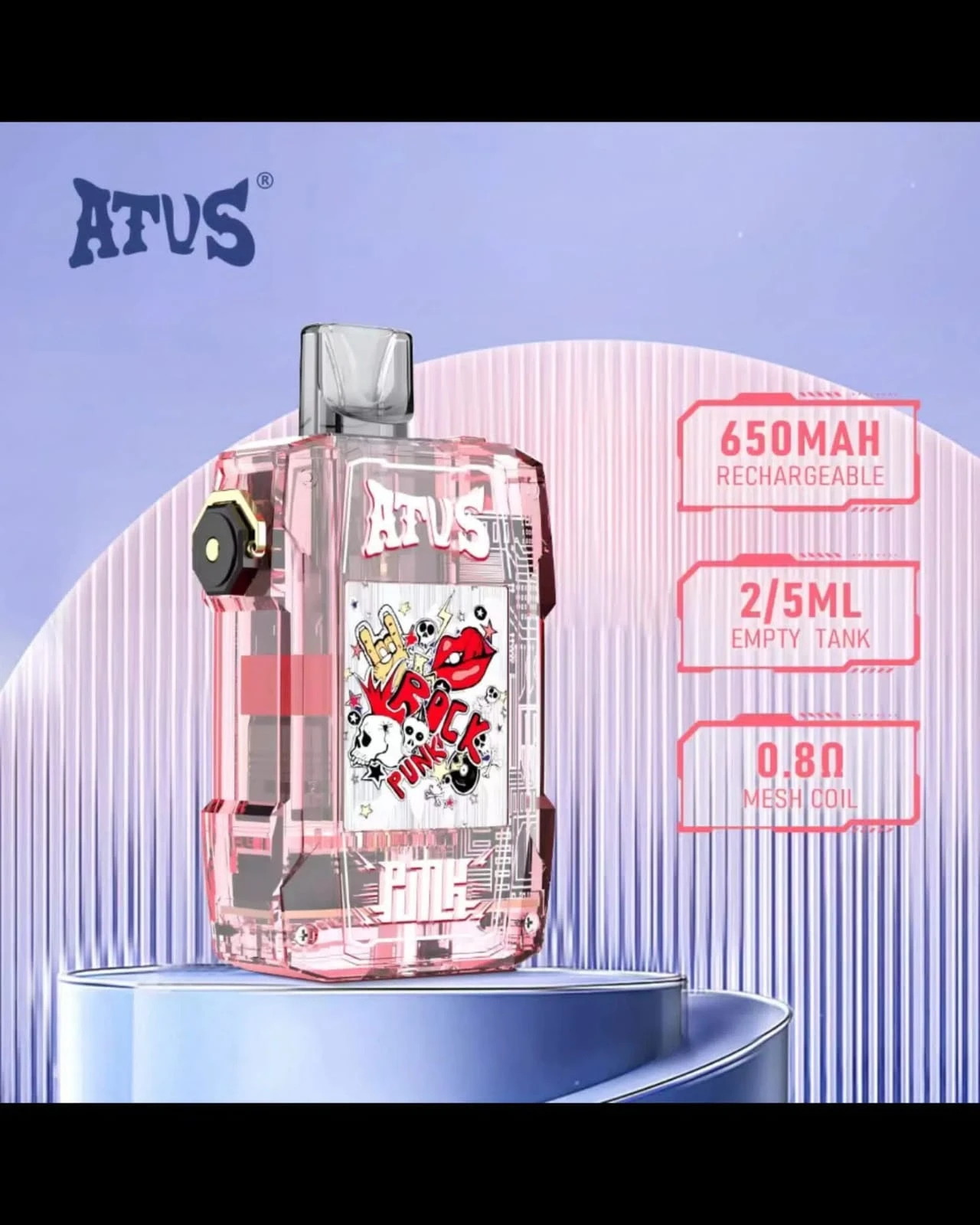 ATUS 650mAh Pod System Kit - Mesh Coil & Transparent Cyberpunk Design. - vap pod devise Price in Bangladesh - Likzomart