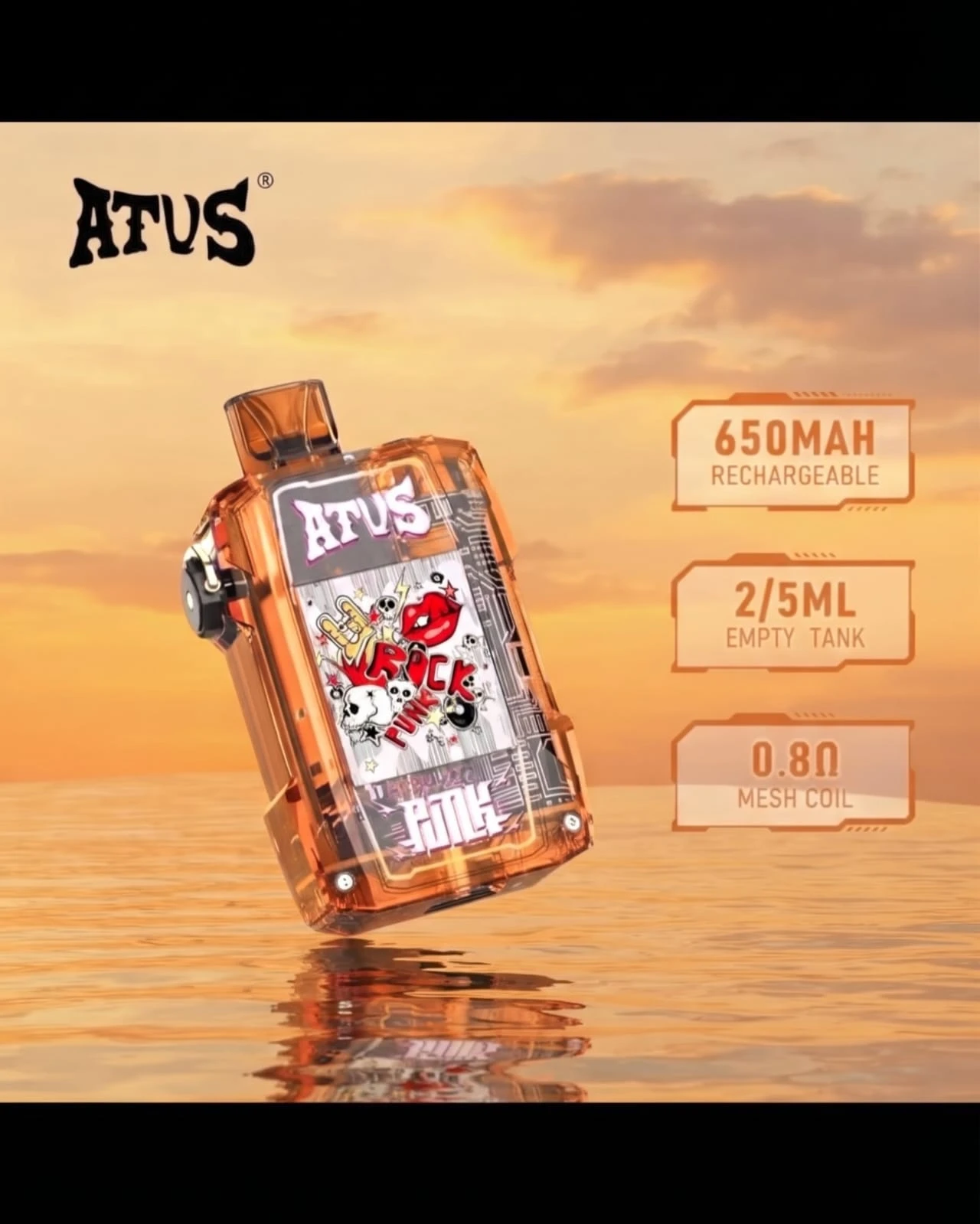 ATUS 650mAh Pod System Kit - Mesh Coil & Transparent Cyberpunk Design. - vap pod devise Price in Bangladesh - Likzomart