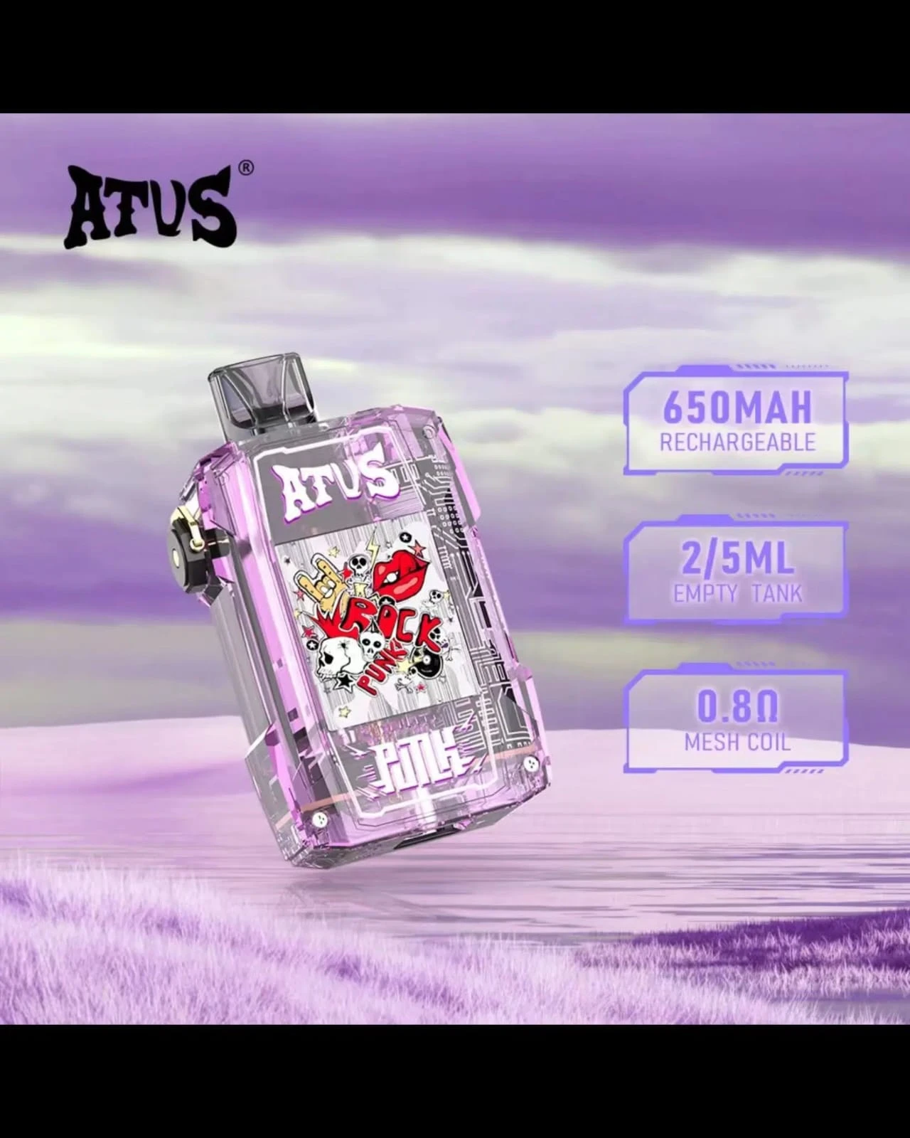 ATUS 650mAh Pod System Kit - Mesh Coil & Transparent Cyberpunk Design. - vap pod devise Price in Bangladesh - Likzomart