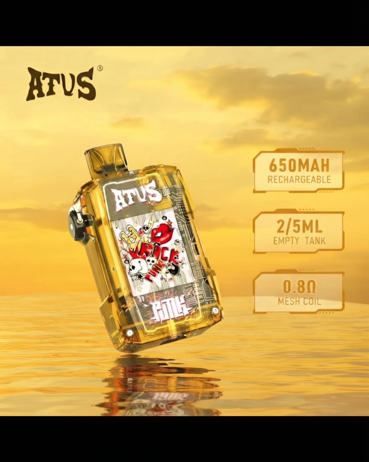 ATUS 650mAh Pod System Kit - Mesh Coil & Transparent Cyberpunk Design. - vap pod devise Price in Bangladesh - Likzomart