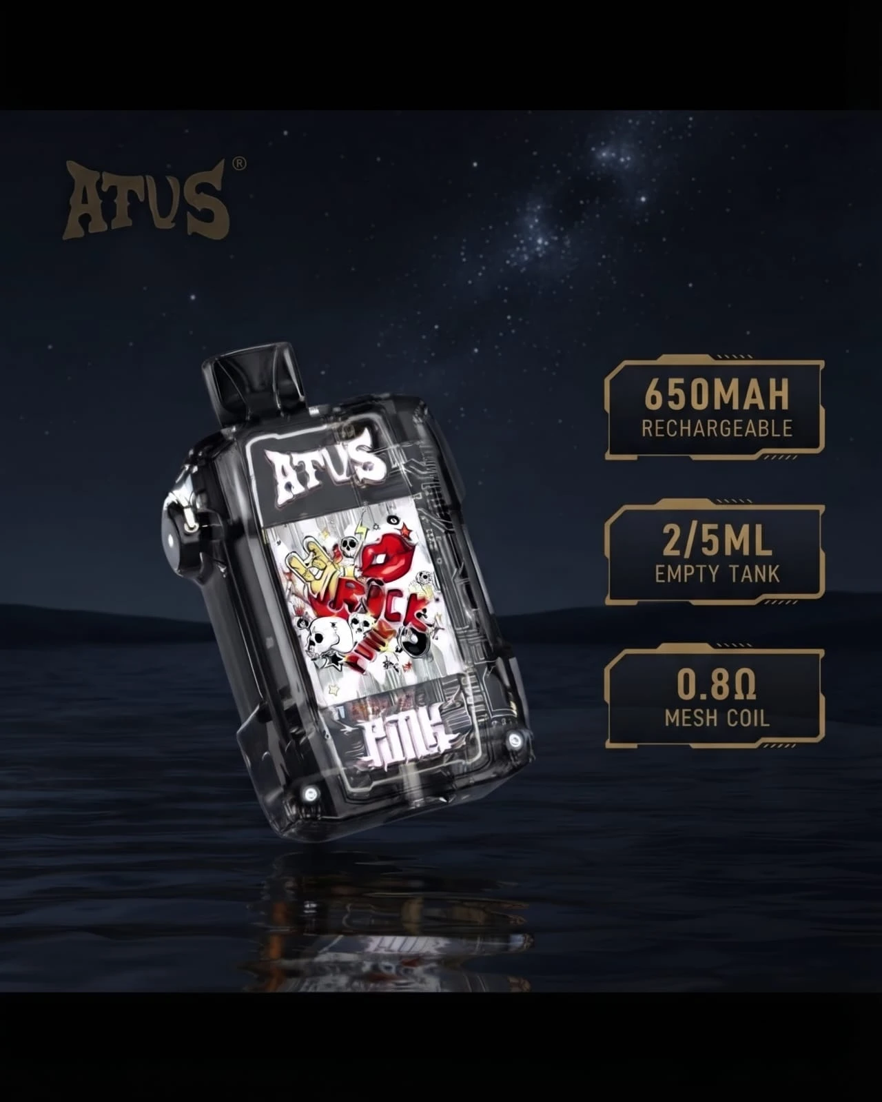 ATUS 650mAh Pod System Kit - Mesh Coil & Transparent Cyberpunk Design. - vap pod devise Price in Bangladesh - Likzomart
